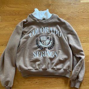 Hollister Brown Crewneck with White Collar